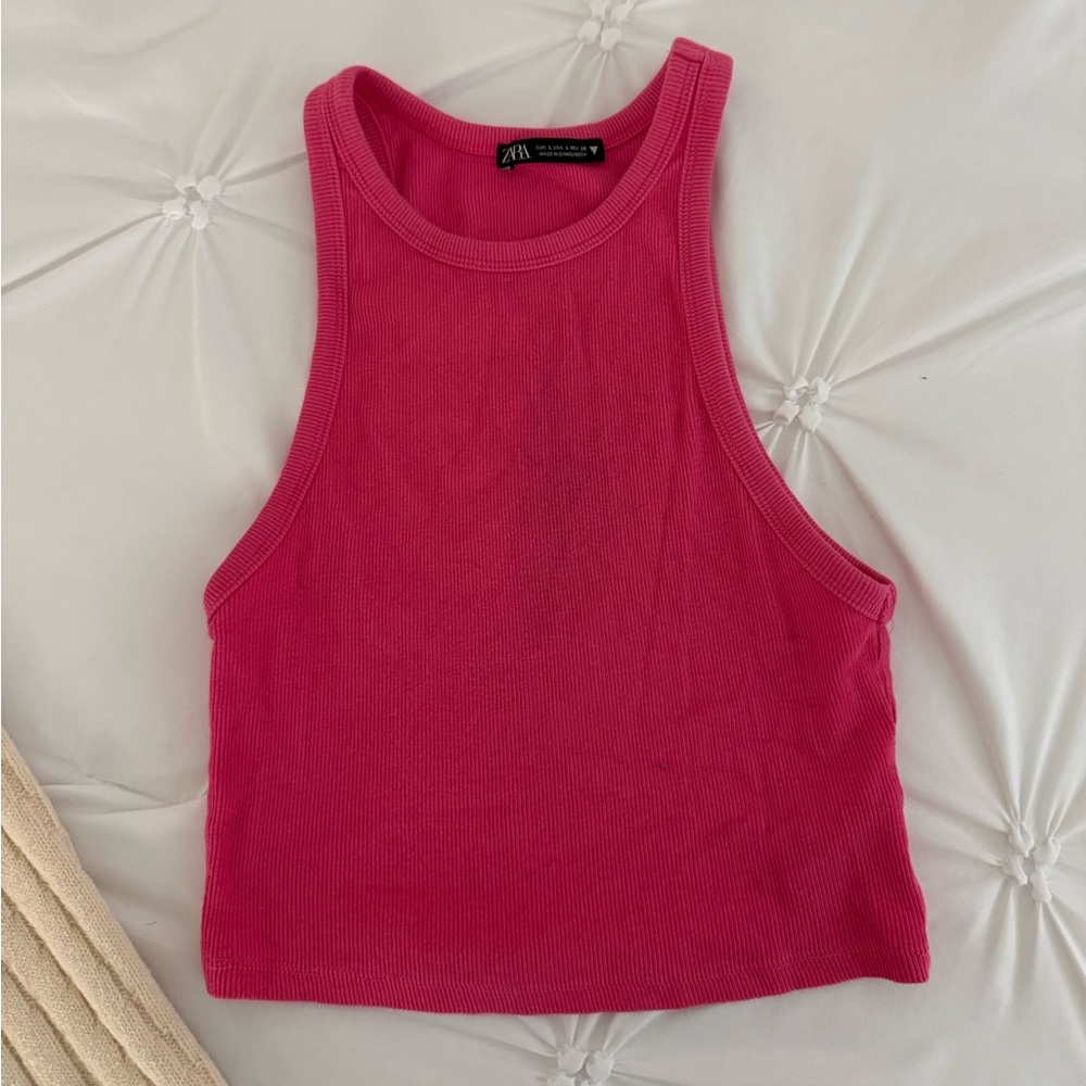 Zara Fuchsia Ribbed Crop Top (fits S)